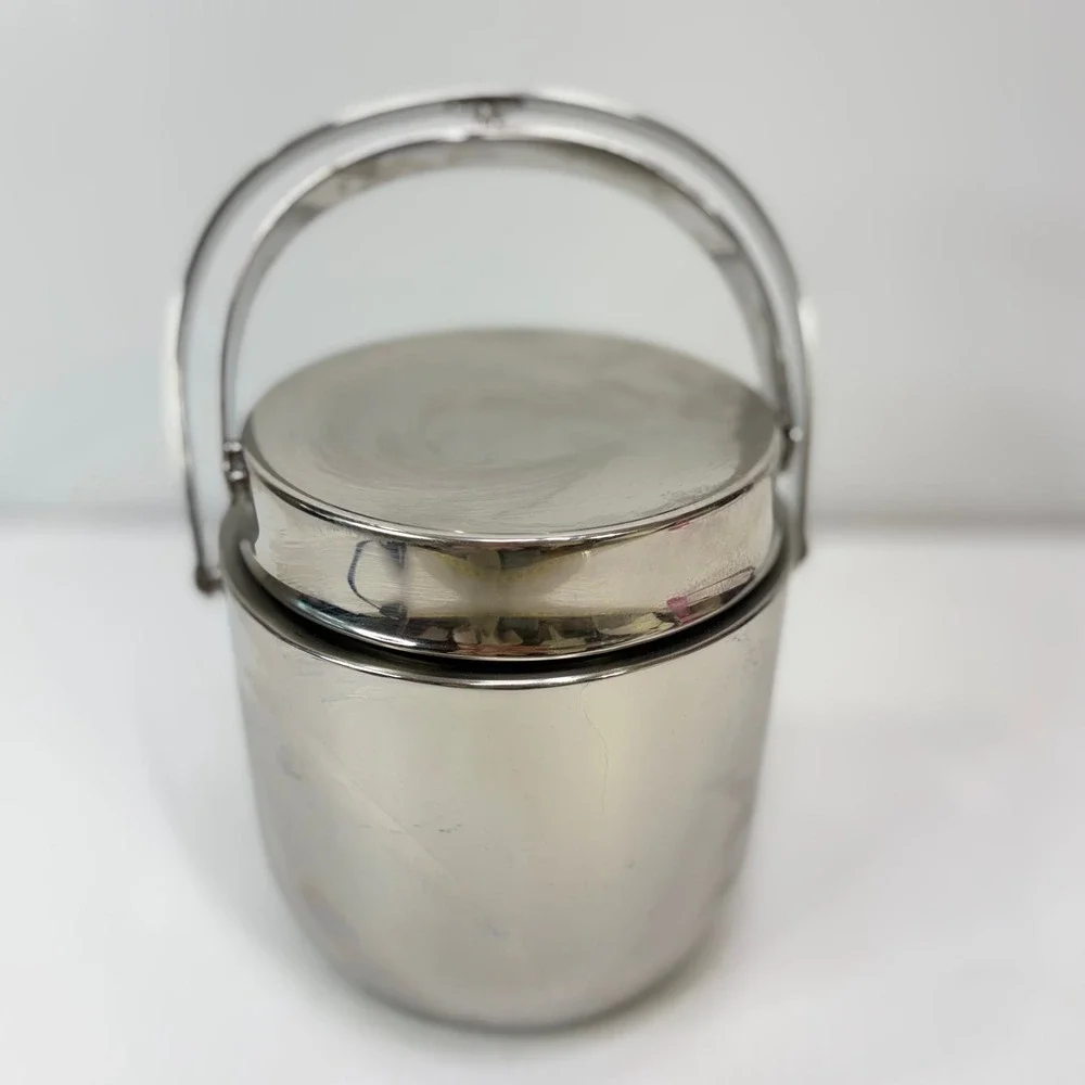 VTG Stainless Steel Insulated Ice Bucket with Lid Handle w/ Drainer Tray‎ Silver